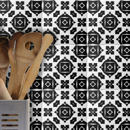 Cooles, stylisches Schwarz-Weiß-geometrisches Must Fliese