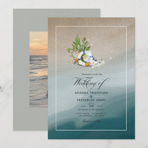 Cooles Summer Beach Hochzeit Foto Einladung