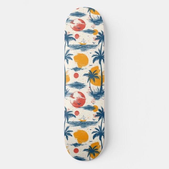 Cooles Summer Beach Palm Design Skateboard (Vorderseite)