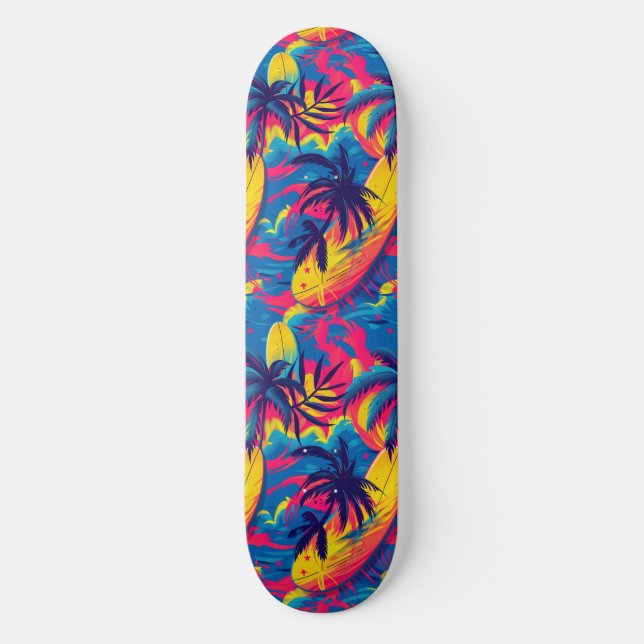 Cooles Summer Beach Palm Design Skateboard (Vorderseite)