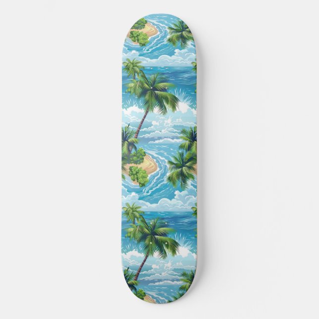 Cooles Summer Beach Palm Design Skateboard (Vorderseite)