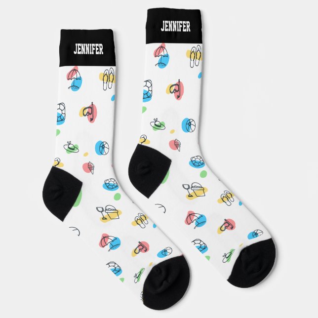 Cooles Summer Beach Pattern Personalisiert Socken (Rechts)