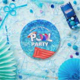 Cooles Summer Pool Party Schwimmen Wasserspass Pappteller
