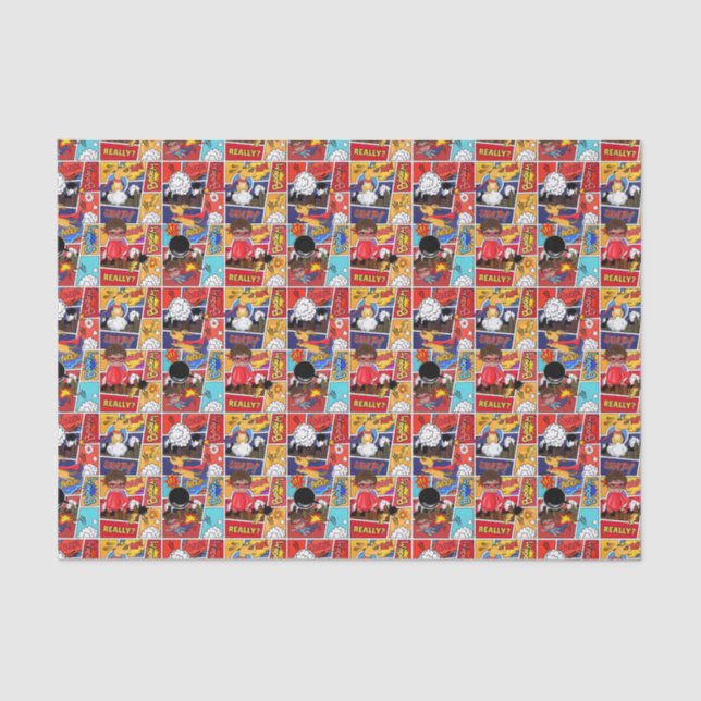 cooles Superheldenmuster-Party Seidenpapier (Vorderseite)