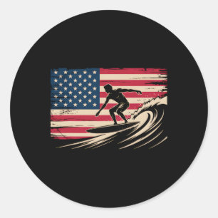 Cooles Surfen für Männer Frauen 4. Juli Amerikanis Runder Aufkleber
