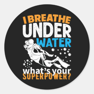 Cooles Tauchdesign - ich atme unter Wasser Runder Aufkleber