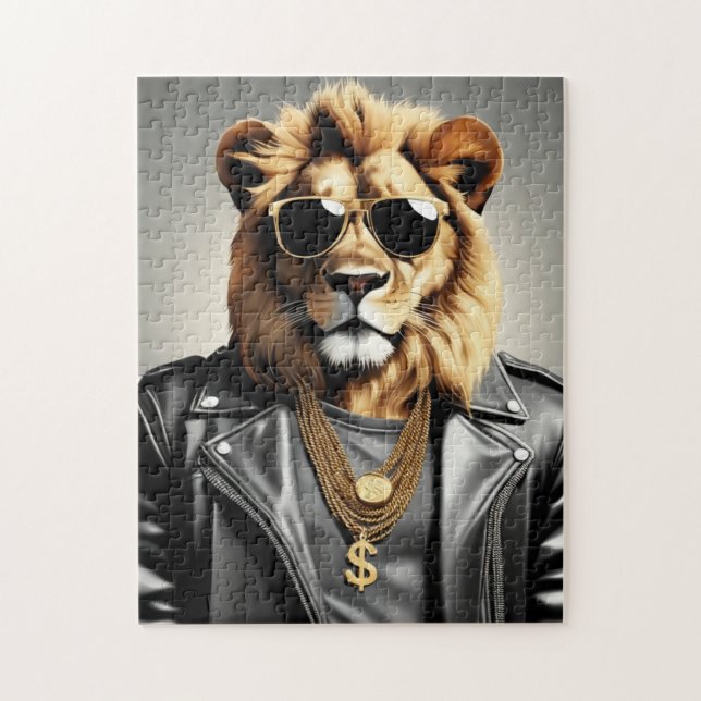 Cooles Tier mit Sonnenbrille und Lederjacke (Vertikal)