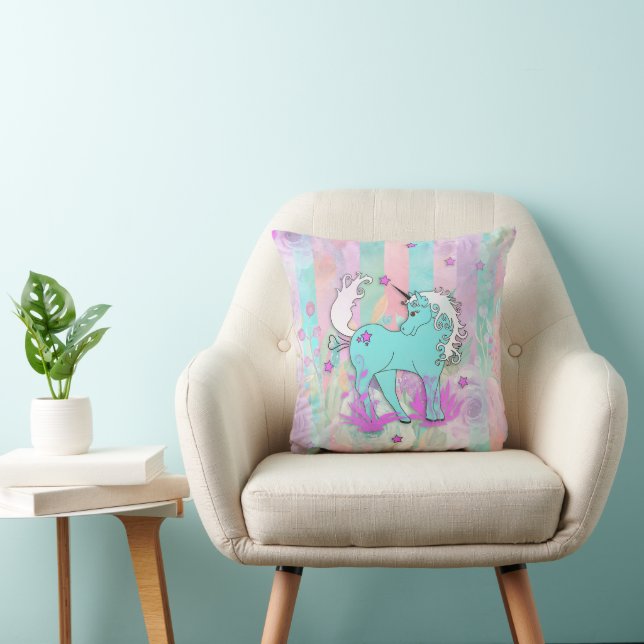 Cooles Tiermuster - Comic Einhorn 1 Kissen (Stuhl )