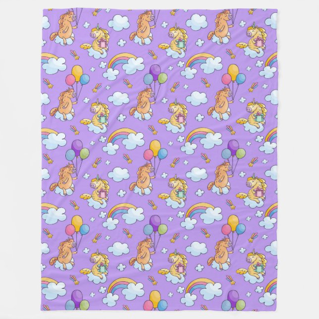 Cooles Tiermuster - Comic Einhorn 2 Fleecedecke (Vorderseite)