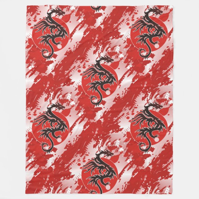 Cooles Tiermuster - Drachen 4 Fleecedecke (Vorderseite)