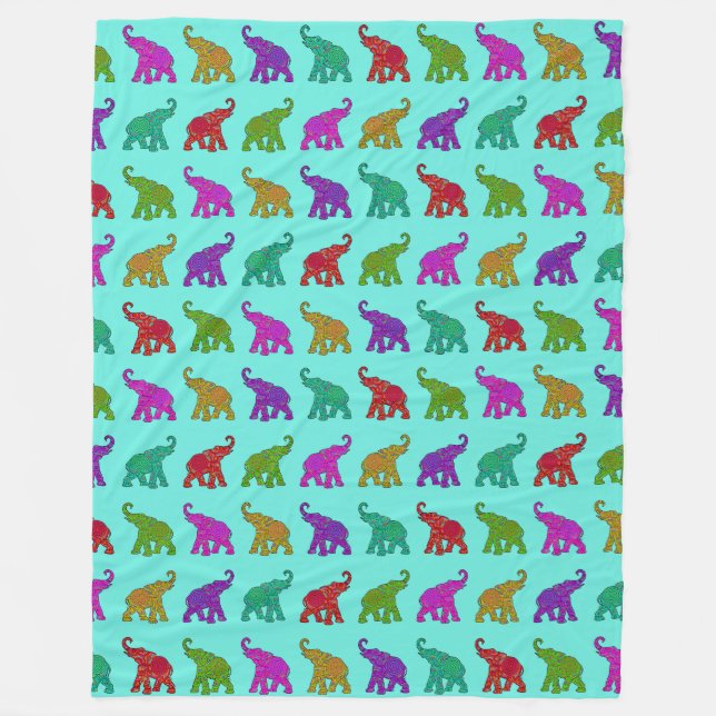 Cooles Tiermuster - Elefant 8 Fleecedecke (Vorderseite)