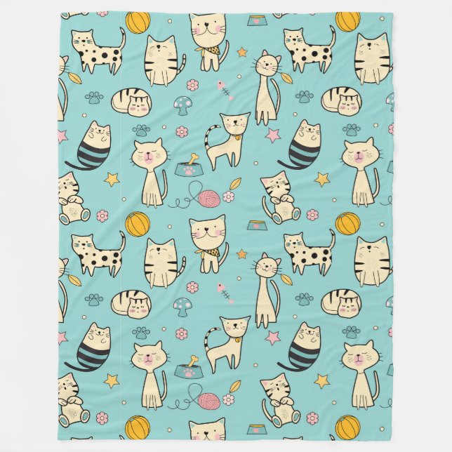 Cooles Tiermuster - Niedliche Katzen 1 Fleecedecke (Vorderseite)