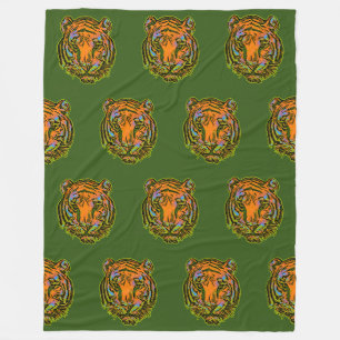 Cooles Tiermuster - Tiger Head 1 Fleecedecke