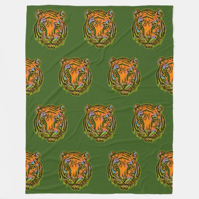 Cooles Tiermuster - Tiger Head 1 Fleecedecke (Vorderseite)
