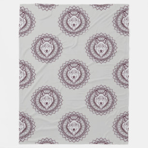 Cooles Tiermuster - Wolf Head Mandala 1 Fleecedecke