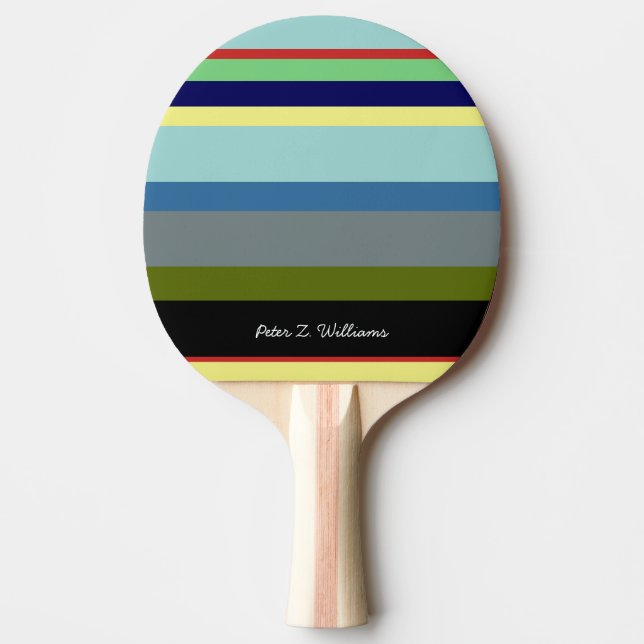 cooles Tischtennispaddel mit Farbstreifen und Name Tischtennis Schläger (Vorderseite)