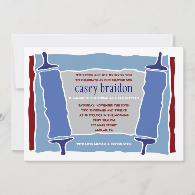 COOLES TORAH Themed Bar Bat Mitzvah Einladung (Vorderseite)
