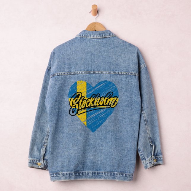 Cooles traditionelles Stockholm - Schweden - Flagg Jeansjacke (Hangar)