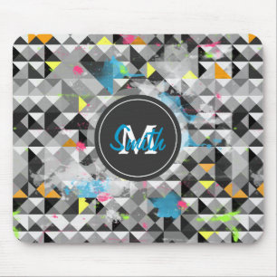 Cooles trendgeometrisches Monogramm-Dreiecksmuster Mousepad