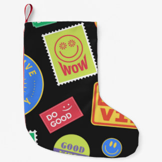 Cooles trendiges Patch-Design. Abstrakter Hintergr Kleiner Weihnachtsstrumpf