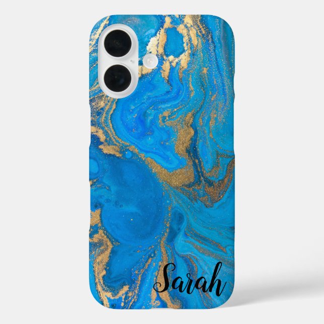 Cooles, trendy Blue Marble Case-Mate iPhone Case (Rückseite)