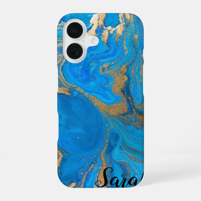 Cooles, trendy Blue Marble Case-Mate iPhone Case 16 Hülle (Rückseite)