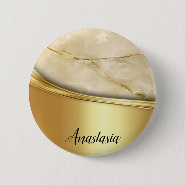 Cooles trendy Gold-Marmor Button (Vorderseite)