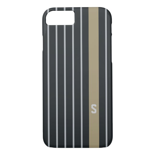 Cooles trendy männliches schwarzes Grau stripes Case-Mate iPhone Hülle (Rückseite)