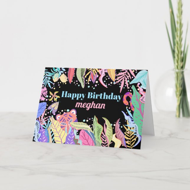 Cooles trendy Watercolor Tropischer Dschungel Gebu Karte (Vorderseite)