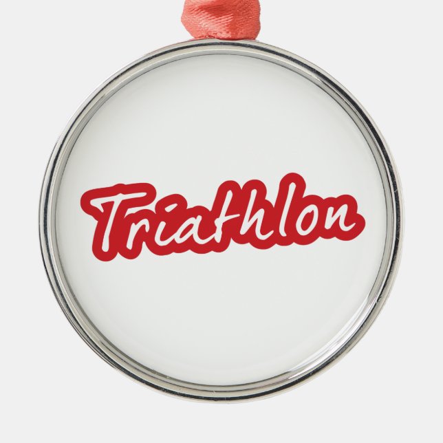Cooles Triathlon-Design Silbernes Ornament (Vorne)