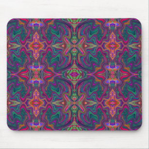 Cooles Trippy-Green, Orange und Lila Wavy-Muster Mousepad