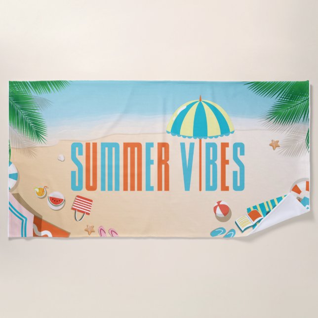 Cooles Tropical Summer Vibes Summer Beach Handtuch (Vorderseite)