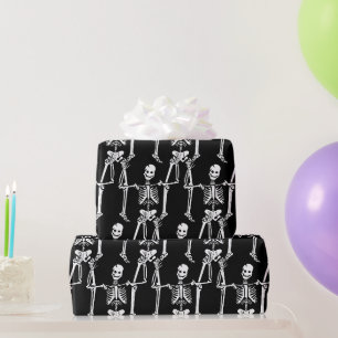 Cooles überlappendes Skelettmuster auf Schwarz Geschenkpapier