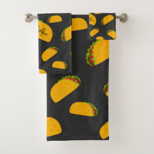 Cooles und lustiges Yummy-Tacom-Muster Monogram Badhandtuch Set