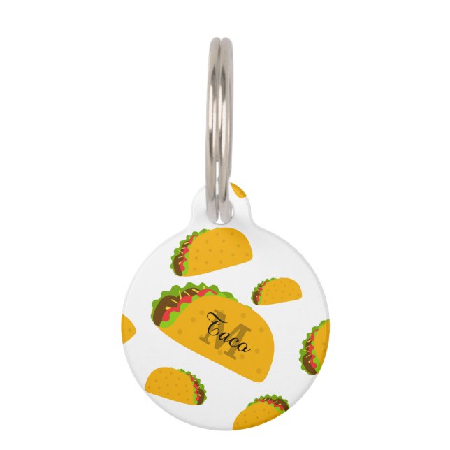 Cooles und lustiges Yummy-Tacom-Muster Monogram we Haustiermarke (Vorderseite)