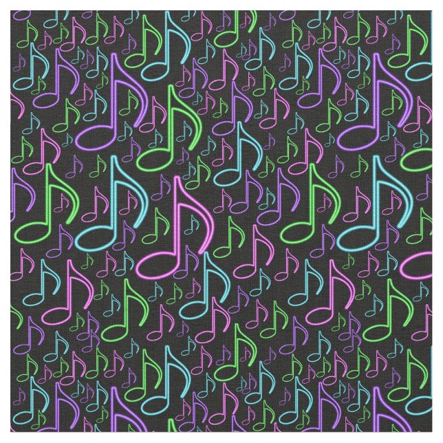 Cooles und Spaß-helles NeonMusiknote-Muster Stoff (Nahaufnahme)