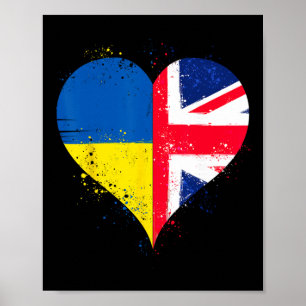 Cooles Union Jack und Ukraine-Flagge für stolze Uk Poster