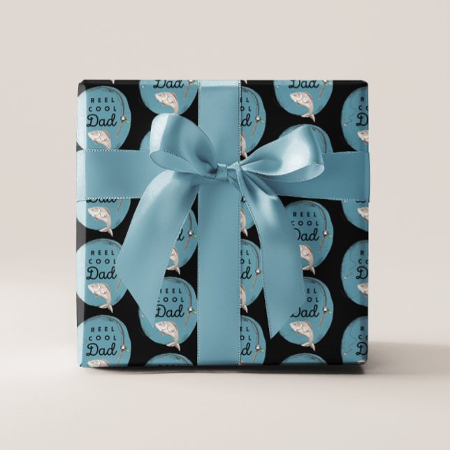 Cooles Vater-Wrapping-Papier, Flachblatt Set 3 Geschenkpapier Set (Celebrate your dad with these, "Reel cool dad" fishing wrapping paper sheets! )