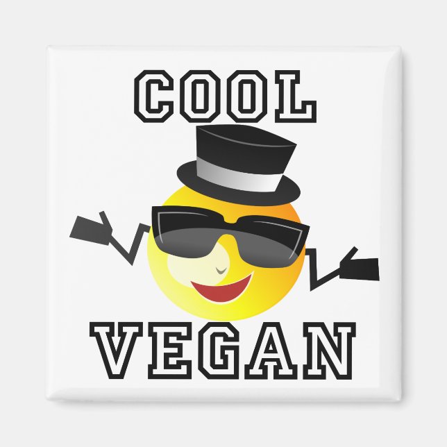 Cooles Veganes Emoji Square Magnet (Vorne)
