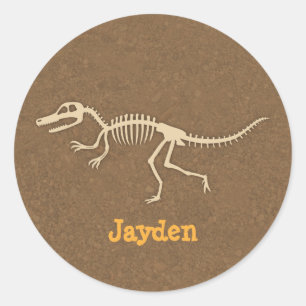 Cooles Velociraptor Dinosaurier Knochen für Jungen Runder Aufkleber