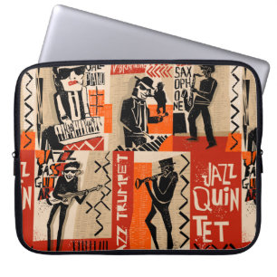 cooles Vintage von Jazzband Poster mit Trompete-Sp Laptopschutzhülle