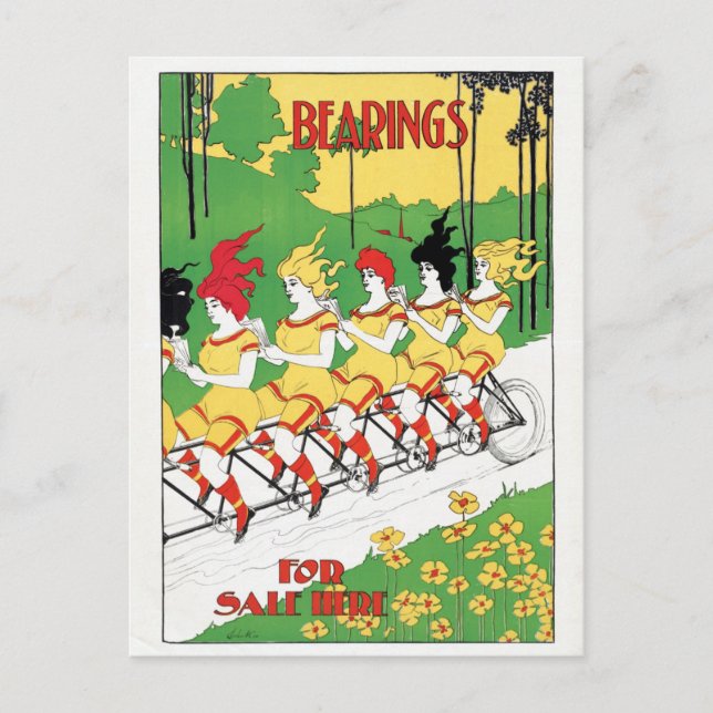 Cooles Vintages Fahrradverleih Postkarte (Vorderseite)