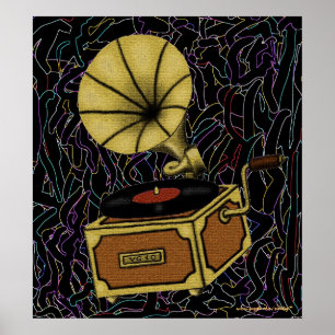 Cooles Vintages Grammophon-Kunst-Plakatdesign Poster