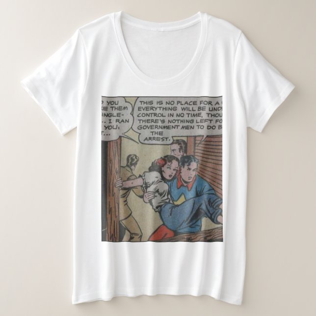 Cooles Vintages Superheld-Comic Große Größe T-Shirt (Design vorne)