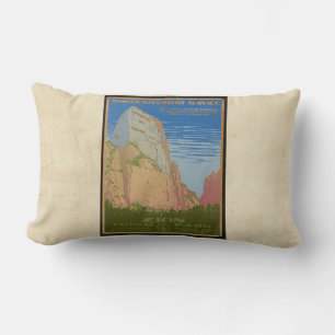 cooles Vintages Zion Park Reiseplakat auf Bräune Lendenkissen