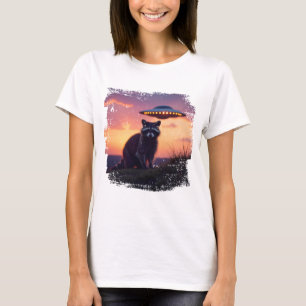 Cooles Waschbär-UFO-Design T-Shirt