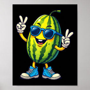 Cooles Wassermelon Cartoon Sommerspass Friedenszei Poster