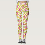 Cooles Wassermelon und gelbes Streifen Sommermuste Leggings<br><div class="desc">Niedlich rosa Wassermelone und gelber Streifen Sommermuster. Dieses Fun Pink Watermelon mit Black Seeds Fruit Print ist perfekt für einen Sommer Geburtstag Geschenk.</div>