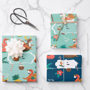 Cooles Weihnachten   Moderner tropischer Santa Mar Geschenkpapier Set
