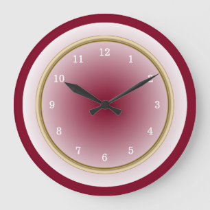 Cooles Weiß Burgunders und Imitat-Goldordnung Große Wanduhr